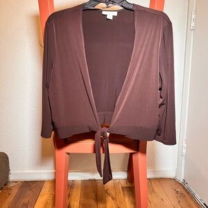 Dress Barn Brown Tie-Front Cardigan